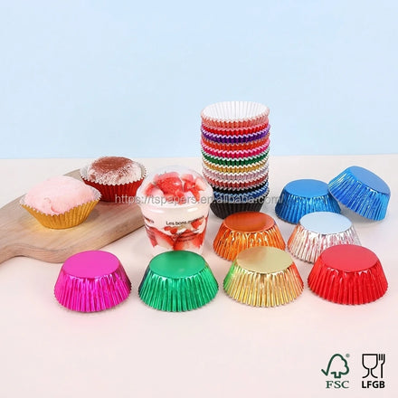 Wholesale 60gsm Custom Eco-Friendly Disposable Foil Muffin Cups Cupcake Liners with Custom Logo & Color for Bakery