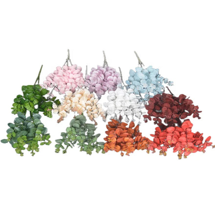 Hot Sale 16 Forks Green Plants Flowers Artificial Eucalyptus Leaves for Wall Hanging Decor