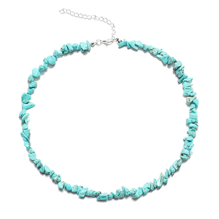 Bohemian Turquoise Chokers Necklace Natural Chip Stone Healing Crystal Necklaces for Women