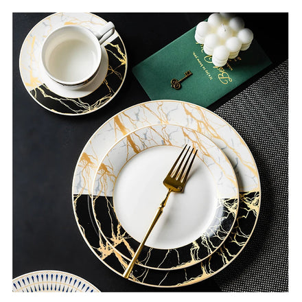 Wholesale Eco-Friendly 10 Inch Shallow Hotel Ceramic Dinner Plate Set for Presents 10 Pcs Unique Creative Dessert Turkey Royal
