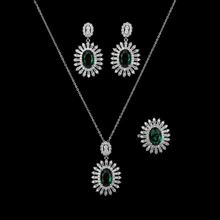 Jewelry Set Fashion Water Drop Necklace Wedding Bridal Necklace Earrings Ring Adjustable Set CN1750 Bijou Mariage
