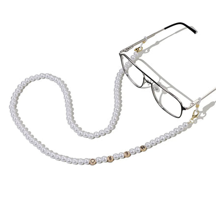 Fashion Design Real Gold Beads Elegant Pearl Anti-Slip Adjustable Length Eyeglass Chain Eyewear Holder Sunglasses Strap Glasses