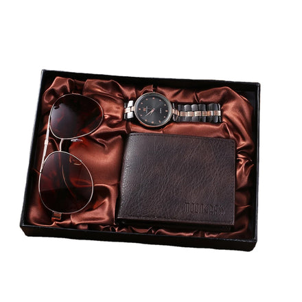 2026 New Men's Business Gift Set Watch + Wallet + Sunglasses for Corporate Christmas New Year Gift Set