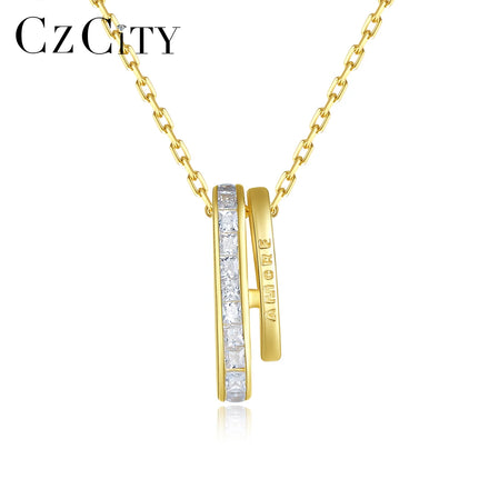 CZCITY 925 Silver Chain Fashion Jewelry Necklace Woman Charm Trendy Dainty Girl Gold Designer Pendant