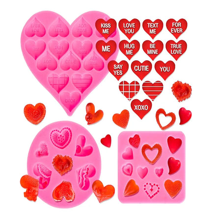 Dot Fondant Cake Molds Fondant Mold Cake Decorating Lips Heart Bear Love Letters Rose for Wedding Valentine's Day Silicone