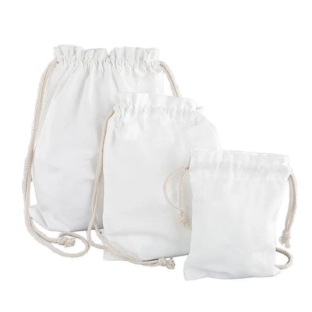 Small Middle Large Size Oem Sublimation Drawstring Bags Canvas Polyester Bag Blank