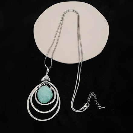 TongLing European Geometric Necklace Round Zinc Alloy Jewelry Large Resin Necklace for Women Girls