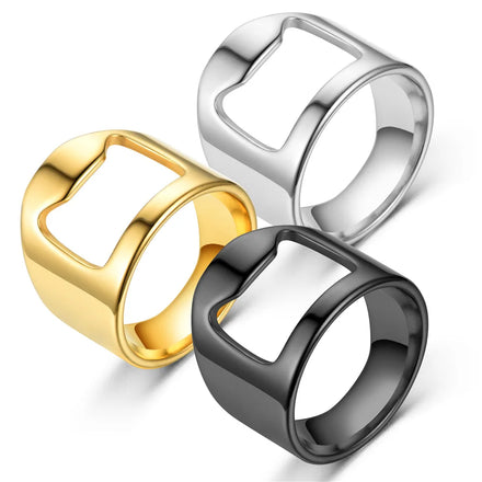 Hot Sales Punk Jewelry Corkscrew Ring Creative Multifunction Men's Stainless Steel Beer Bottle Opener Ring