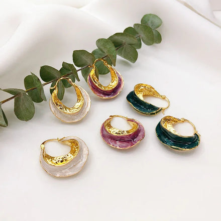 HOVANCI Color Jewelry Geometric Ladies Custom Enamel Oil Drip Enamel Glazed 18K Gold Earings for Women