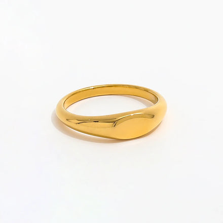 Fenny Stainless Steel Minimalist Smooth Cambered Oval Ring No Fade Trendy for Women 18K Gold Plated Wholesale Jewelry