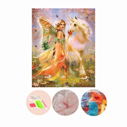 Custom Portrait Animal Diamond Dots 5D DIY Butterfly AB Fairy Dust Diamond Painting Girl