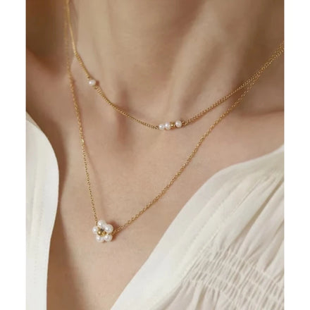 Joolim Jewelry 18K Gold Plated Fresh Water Pearl Dainty Chain Clavicle Necklace Stainless Steel Jewelry Wholesale