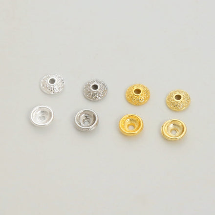 7mm Alloy 18K Gold Plated Bead Caps Jewelry Accessories Circular Bead Caps Classical Pattern Aristocratic Style Bead Caps