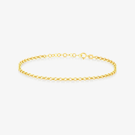 Classic Style 18K Gold Plated Brass Waterproof Handcrafted Thin Wrist Chain Bracelet Tiny Rolo Link for Girls