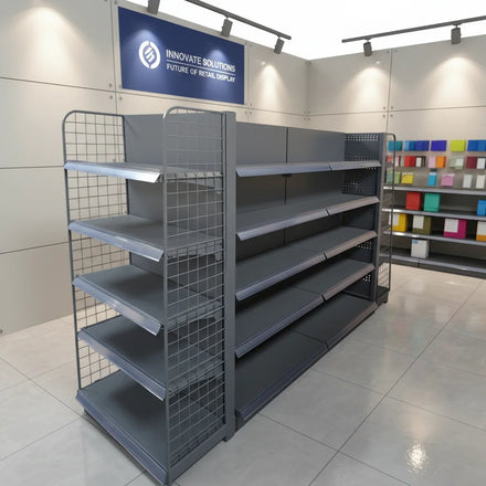 Steel Double-Sided Heavy Duty Supermarket Rack with Solid Shelves Quick Installation for Retail Grocery Office Use