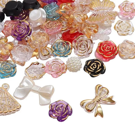 JC Crystal Factory Direct Sell 8mm Double Color Rose Romantic Flower Beads Acrylic Abs Pearl Beads