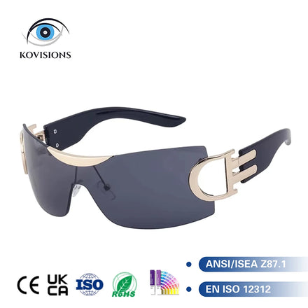 Punk Vintage Rimless Sports Sunglasses New Frameless Fashion Sports Future Sense Metal One Piece Sunglasses