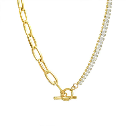 Fenny Luxury Rectangle Zirconia Pave Toggle Necklace Trend for Party Fashion Jewelry Stainless Steel Jewelry Wholesale