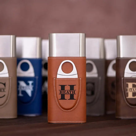 Personalized Gift Blank Laserable Leatherette Travel Cigar Accessories Luxury Cajas De Cigarro Cigar Cases/Humidors With Cutter
