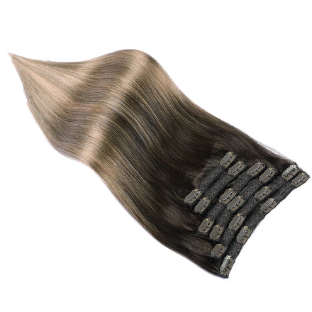 Wholesale 100% Human Hair Clip Ins Hair Extension Raw Russian Seamless Clip in Hair Extensions