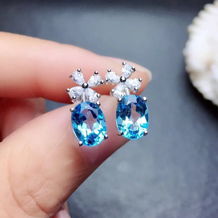 CAOSHI Trendy Bride Wedding Crystal Dangle Earrings for Girls Cute Flower Silver Color CZ Cubic Zirconia Drop Earrings Women