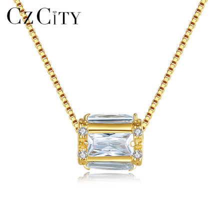 CZCITY Designer Dainty Woman Pendant Trendy Charm Gold Chain Fine Jewelry Accessory and Silver Necklace