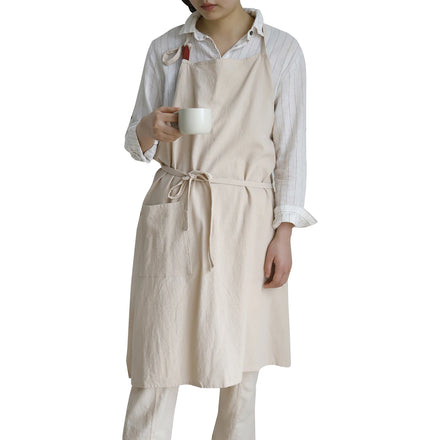 Wholesale Custom Logo Printed Linen Cotton Kitchen Cooking Chef Florist Working Sleeveless Apron