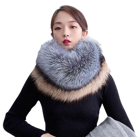 MWFur Fox Fur Muffler Scarf for Women Men Fashion Winter Warm Furry Thick Double Sided Full Fur Scarfs