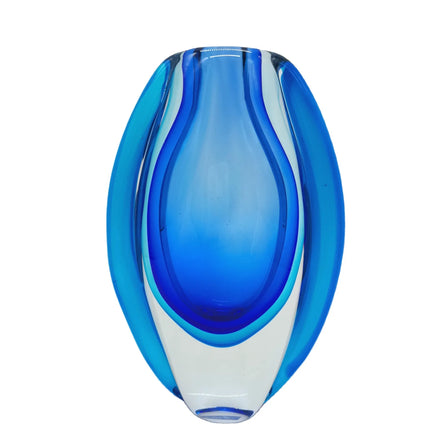 Modern Style Simple Hand Blown Double Blue Murano Art Crystal Vase Luxury Bohemian Home Decoration and Gift Item