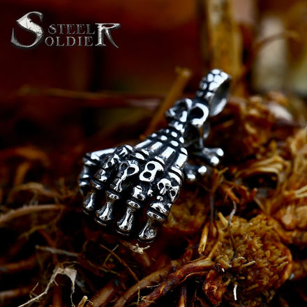 SS8-1025P Steel Soldier Skull Hand Punk Pendant Stainless Steel Jewelry for Man