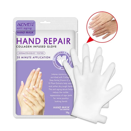 ALIVER Light Convenient Vitamins + Natural Plant Extracts Nourishing Hand Glove Mask Collogen Hand Mask