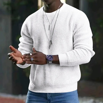 Autumn Hot Sale Fashion Round Neck Knit Pullover Casual Sweater Long Sleeved Solid Color Bottoming Shirt Men Clothing