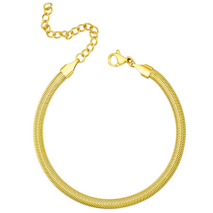 Non Tarnish Wedding Bridal Stainless Steel Jewelry Gold Plated Adjustable Women 4mm Snake Chain Bracelet