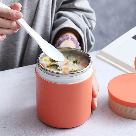 Portable to Work Food Jar Container Thermo Food Flask Kids Lunch Box Stainless Steel Soup Cup with Lid Spoon Airtight Thermos