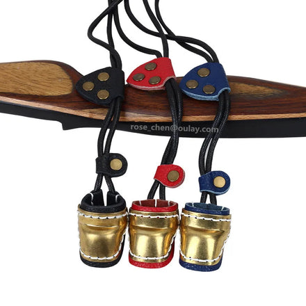 Archery Adjustable Brass Archery Traditional Recurve Bow Thumb Ring Soft Leather Protect for Arrow Hunting