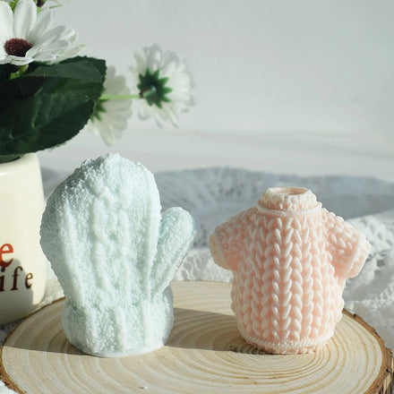 3D Wholesale Cute Small Square Taper Scented Knitting Wool Ball Silicone Candle Mold Bow Tangled Knot Clay Mould