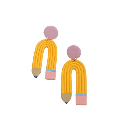 Hot Sale Handmade Polymer Clay Hypoallergenic Drop Dangle Pencil Earrings for Women Girls Teachers Earrings Jewelry Gifts