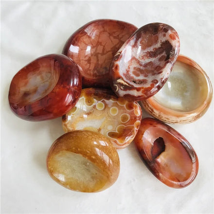 Wholesale Natural Polished Irregular Shape Red Agate Ashtray Carnelian Bowls for Decoration