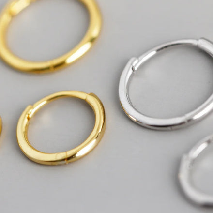 Wholesale Minimalist 925 Sterling Silver Vermeil Hoop Earring 1.3mm Wire Slim Huggie Earrings for Women