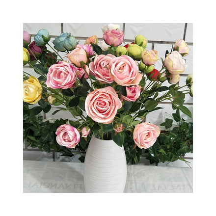 Valentines Gift Artificial Flowers Mothers Day 6 Branch Multi Headed Rose for Home