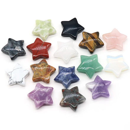 Hand Carved 30mm Natural Star Stone Reiki Healing Crystals Stars Fashion Pendants and Charms