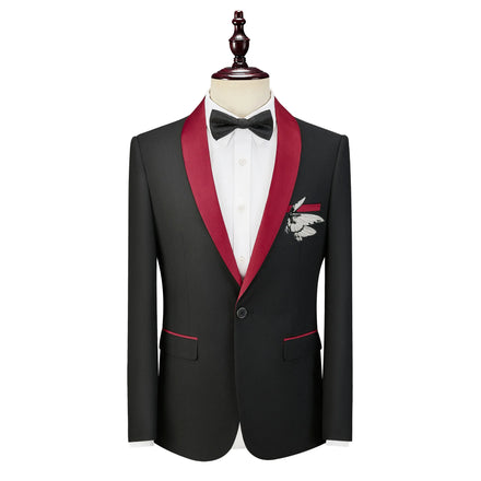 S-6XL Suit Men's Green Fruit Collar Dress Heavy Industry Butterfly Single Top Suit Performance Suit