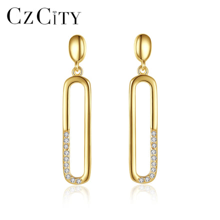 CZCITY Woman Earing Elegant Jewellery Silver Long Drop Simple Metal CZ 925 Fine Jewelry Trend Earring 2026