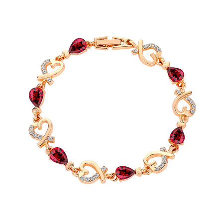 Crystal Adjustable Heart-shaped Crystal Bracelet Female Hand Accessories Zircon Diamond Bracelet Set Full Diamond