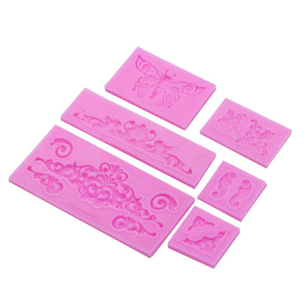 Baroque Style Curlicues Scroll Lace Fondant Silicone Mold for Sculpted Cake Border Decoration Moldes De Silicona Para Fondant