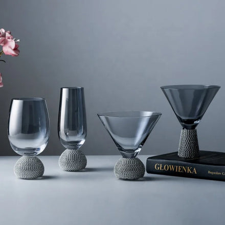 Gift Wholesale Light Luxury Silver Diamond Crystal Glass Smoke Grey champagne Glass