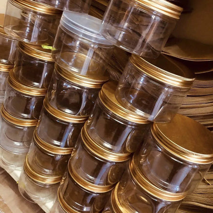 PET Plastic Jars Manufacture with Silver/Gold/Rose Golden Aluminum Lid for Cream or Food