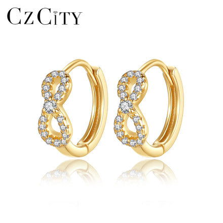 CZCITY Small Earing Geometric Charm Zircon Korean Fashion Huggie Trending Jewelry 925 Clip on Earrings