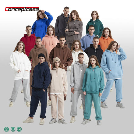 Custom Plus Size Men Women Unisex Plain Hoodies Sweatshirts Sweatsuit Set Jogger Sweat Suits Set Training Wear Tracksuit