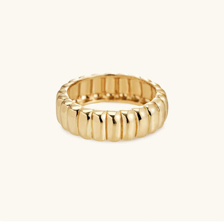 HJ Jewelry Trendy 18K Gold Plated Tarnish Free Charlotte Ring Stainless Steel Polished Ring for Women